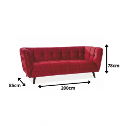 Nowoczesna sofa Castello 3 Velvet bordowy Bluvel 59 / wenge