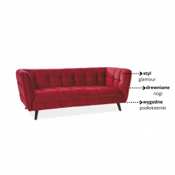 Nowoczesna sofa Castello 3 Velvet bordowy Bluvel 59 / wenge