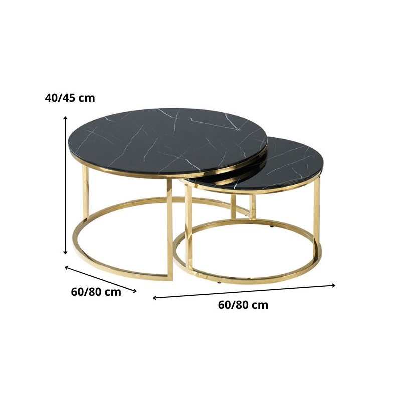 ŁAWA MUSE CZARNY EFEKT MARMURU/ZŁOTY (ZESTAW)