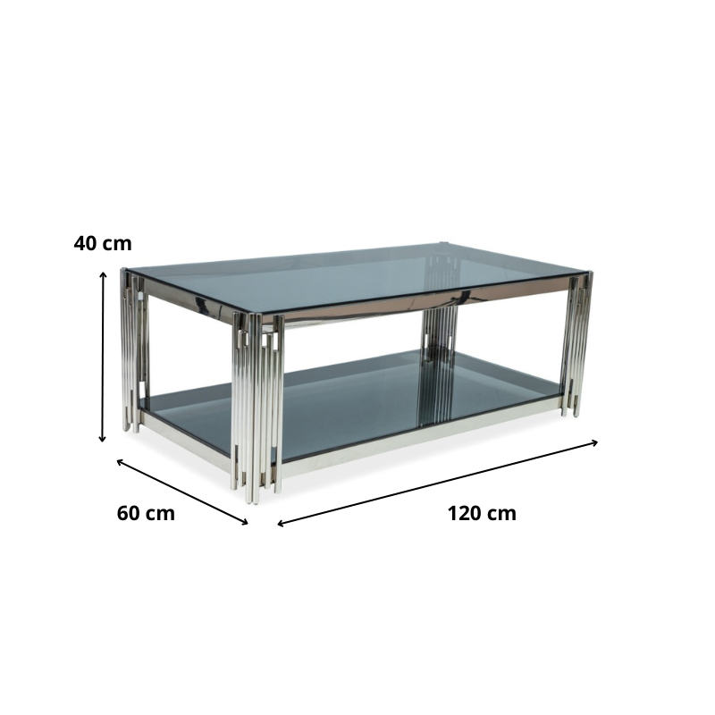 ŁAWA FOSSIL A SZKŁO DYMIONE/SREBRNY 120X60