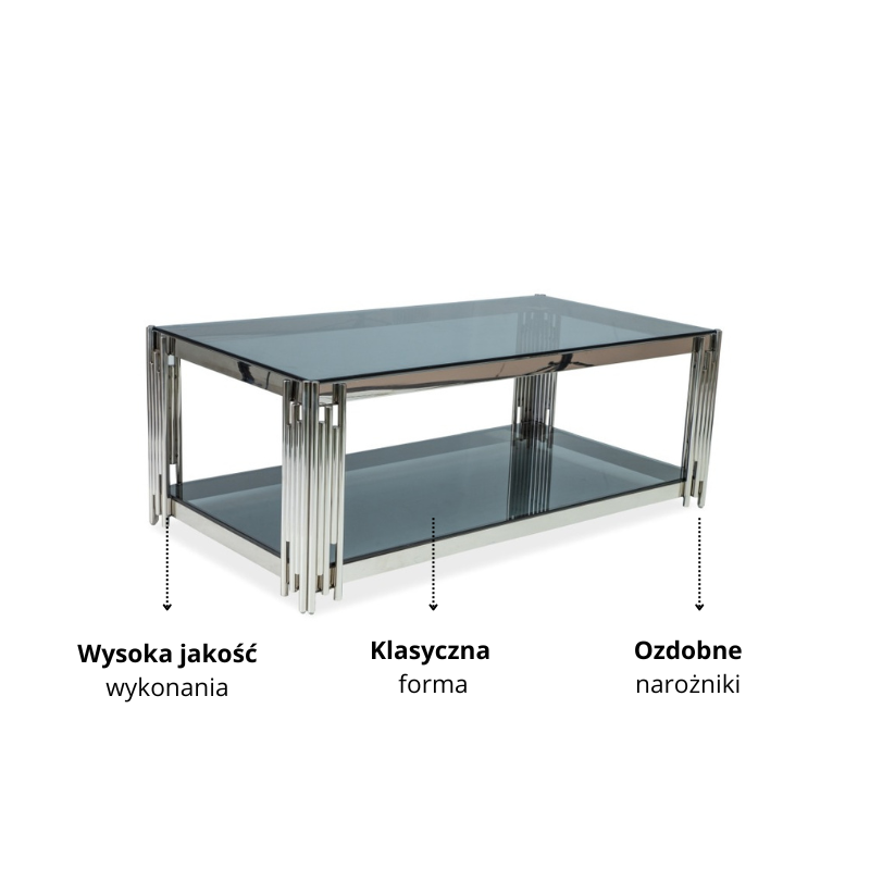 ŁAWA FOSSIL A SZKŁO DYMIONE/SREBRNY 120X60