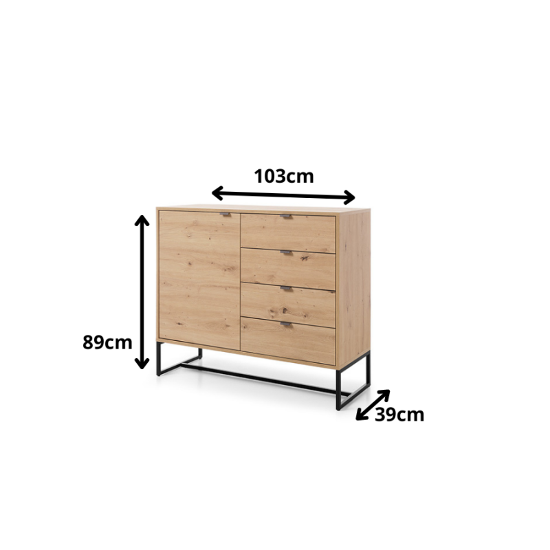 Kompaktowa komoda z kolekcji Amber meble Piaski dąb