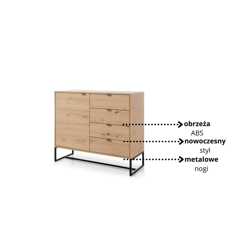 Kompaktowa komoda z kolekcji Amber meble Piaski dąb
