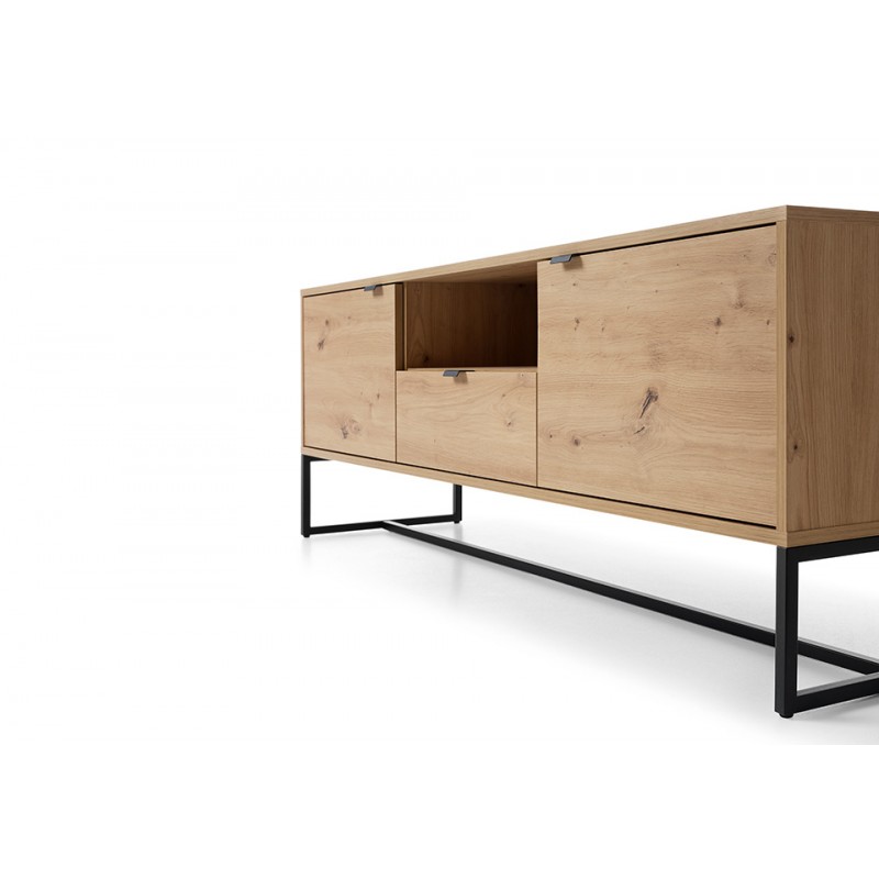 Szafka RTV z kolekcji Amber meble Piaski dąb artisan/czarny