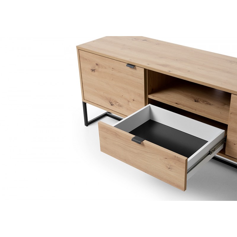 Szafka RTV z kolekcji Amber meble Piaski dąb artisan/czarny