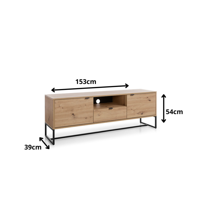 Szafka RTV z kolekcji Amber meble Piaski dąb artisan/czarny