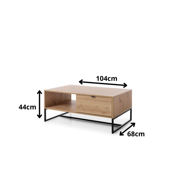 Stolik kawowy z kolekcji Amber meble Piaski dąb artisan/czarny