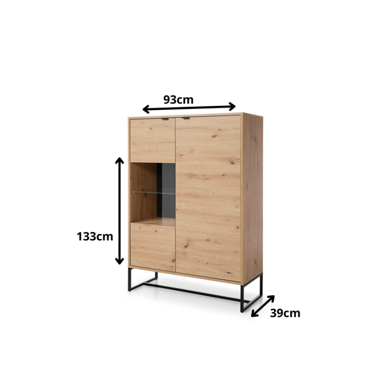 Witryna z kolekcji Amber meble Piaski dąb artisan/czarny