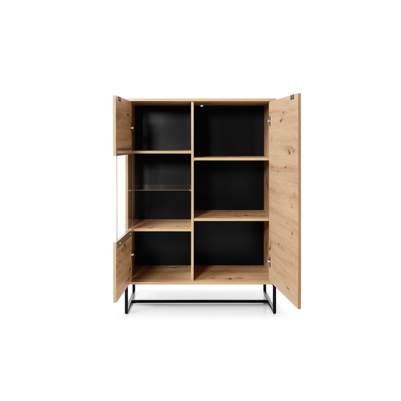 Witryna z kolekcji Amber meble Piaski dąb artisan/czarny