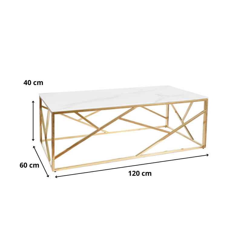 ŁAWA ESCADA A II BIAŁY EFEKT MARMURU/ZŁOTY 120X60