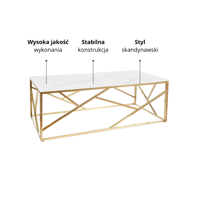 ŁAWA ESCADA A II BIAŁY EFEKT MARMURU/ZŁOTY 120X60