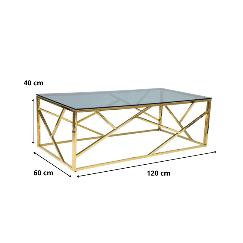ŁAWA ESCADA A SZKŁO DYMIONE/ZŁOTY 120X60