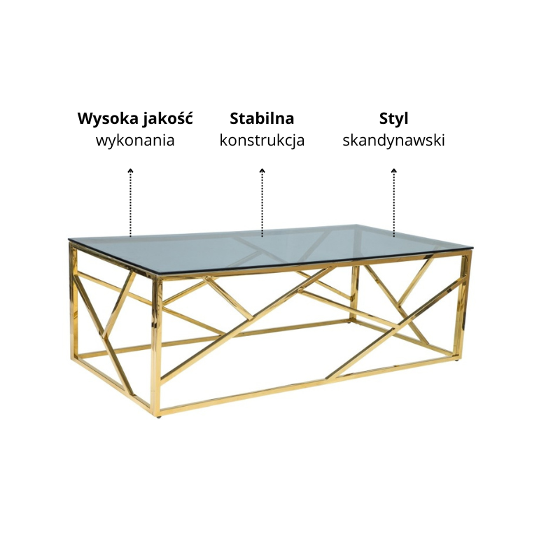 ŁAWA ESCADA A SZKŁO DYMIONE/ZŁOTY 120X60