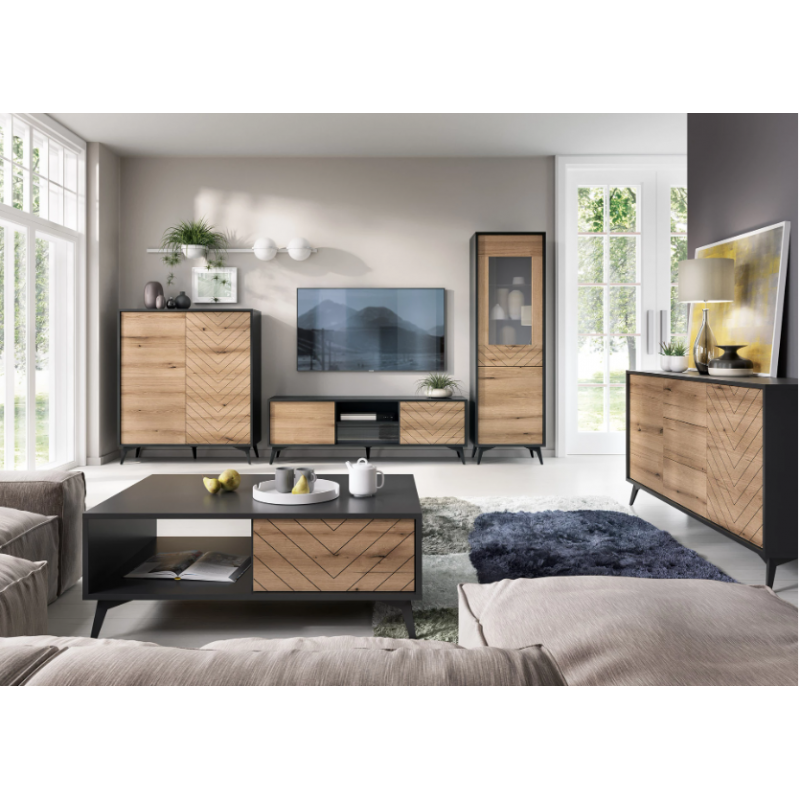 Komoda z szufladami 104cm Diamond KSZ104 dąb evoke/czarny Piaski