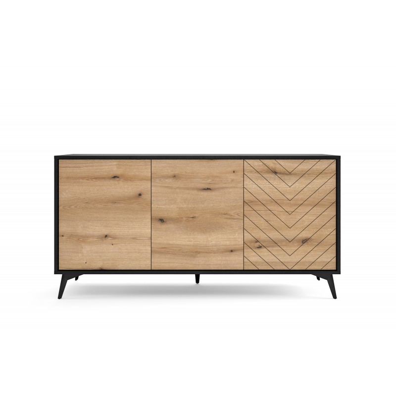 Komoda 154cm Diamond K154 dąb evoke/czarny Piaski
