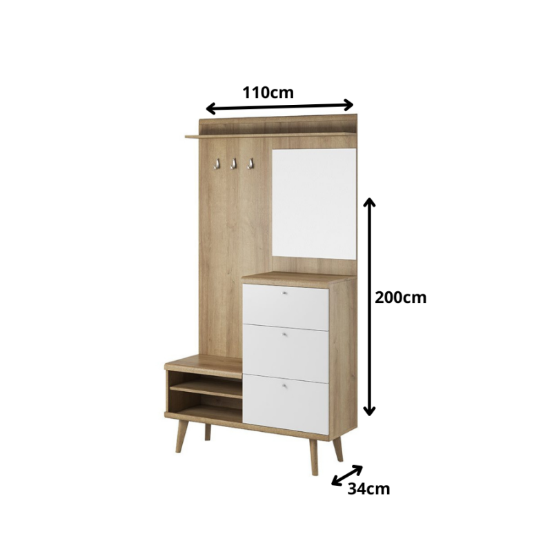 Garderoba Primo 110 PG110 dąb riviera/biały Piaski