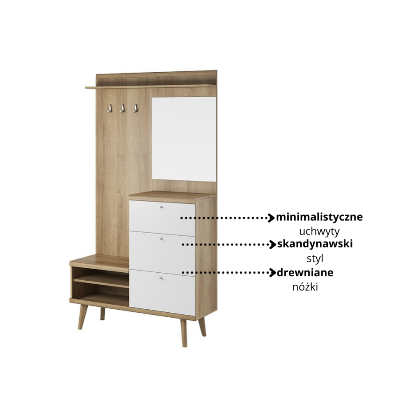 Garderoba Primo 110 PG110 dąb riviera/biały Piaski