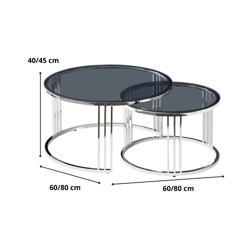 ŁAWA VIENNA SZKŁO DYMIONE/SREBRNY (ZESTAW)