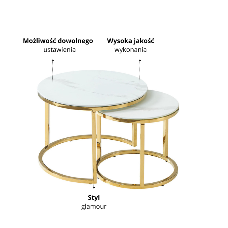 ŁAWA MUSE II BIAŁY EFEKT MARMURU/ZŁOTY (ZESTAW)