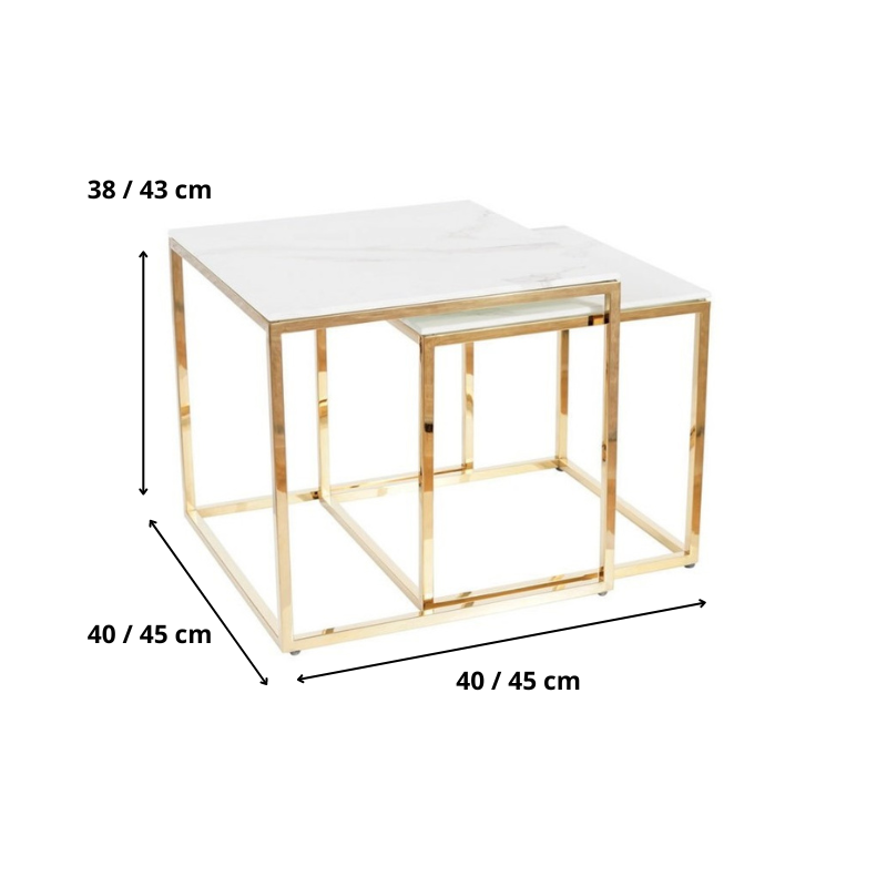 ŁAWA GLORIA BIAŁY EFEKT MARMURU/ZŁOTY (ZESTAW)