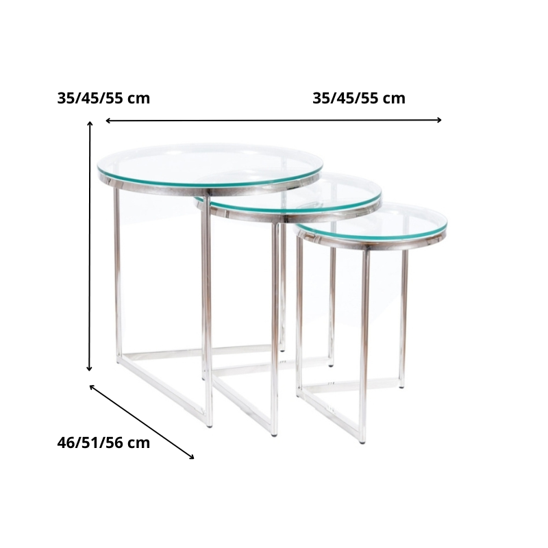 ŁAWA TRINITY TRANSPARENTNY/SREBRNY (ZESTAW)