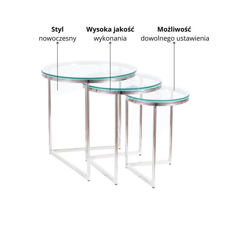 ŁAWA TRINITY TRANSPARENTNY/SREBRNY (ZESTAW)