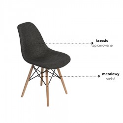 Krzesło tapicerowane Grace szare/pepitka