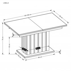 LAMELLO stół rozkładany 130-180/80 cm dąb artisan/czarny