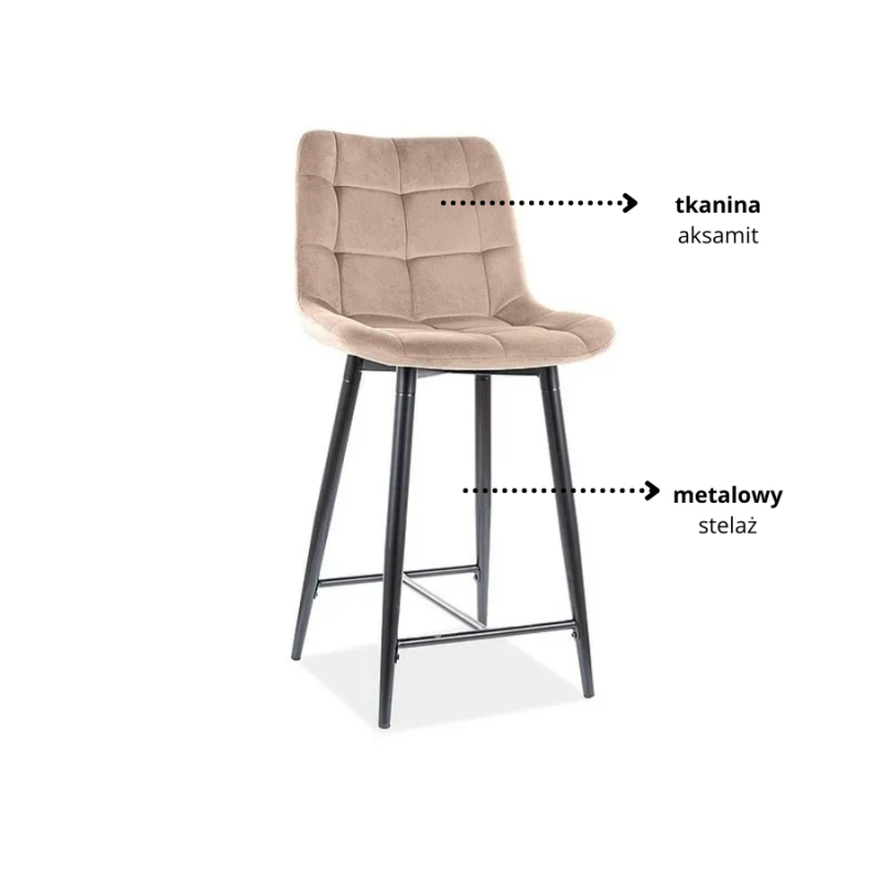 Półhoker Chic H-2 Velvet czarny stelaż/beżowy Bluvel 28