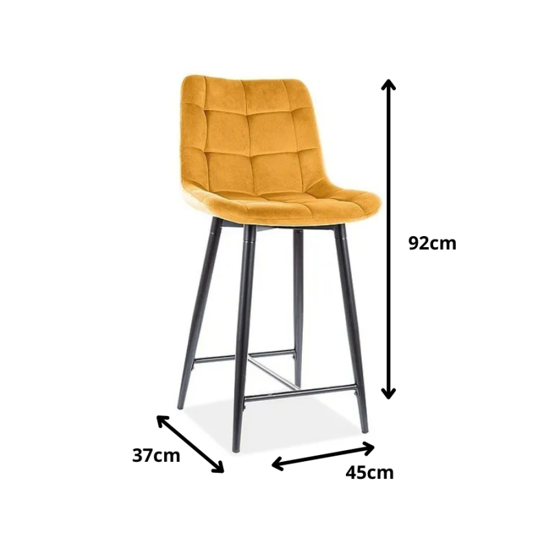 Półhoker Chic H-2 Velvet czarny stelaż/żółty Bluvel 68