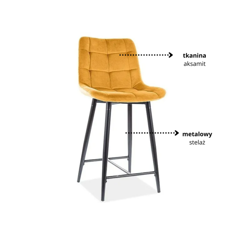 Półhoker Chic H-2 Velvet czarny stelaż/żółty Bluvel 68