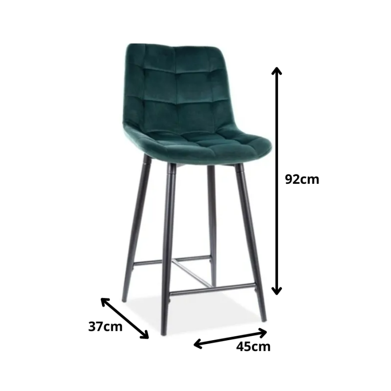 Półhoker Chic H-2 Velvet czarny stelaż/zielony Bluvel 78