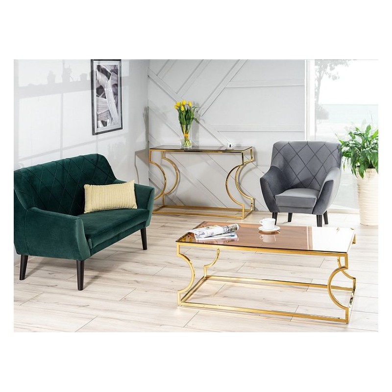 ŁAWA KENZO A SZKŁO DYMIONE BURSZTYNOWE/ZŁOTY 120X60