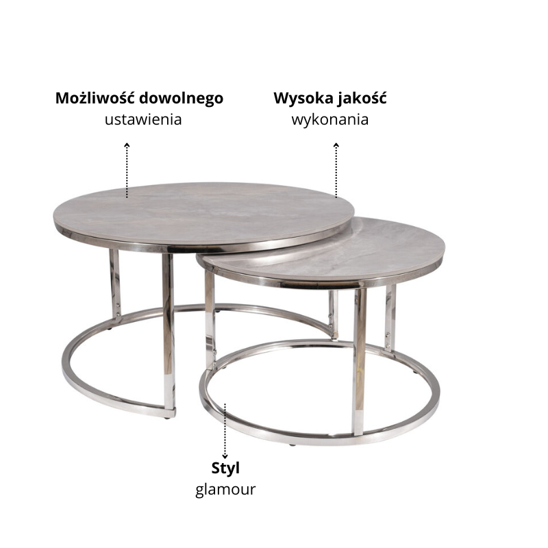 ŁAWA PORTAFINO B SZARY FI80 FI60/ CHROM ZESTAW
