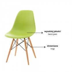 Krzesło Mia zielone, drewniane nogi