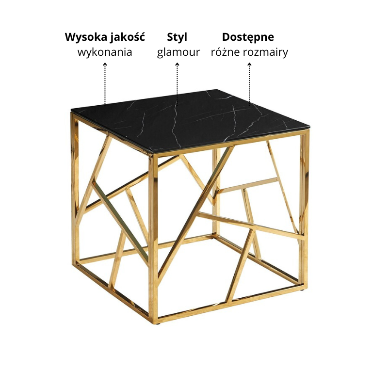 ŁAWA ESCADA B II CZARNY EFEKT MARMURU/ZŁOTY 55X55