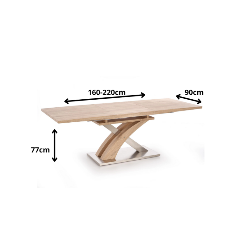 Klasyczny rozkładany stół Amix dąb sonoma