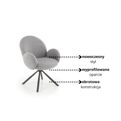 Krzesło tapicerowane K498 Popielaty HALMAR