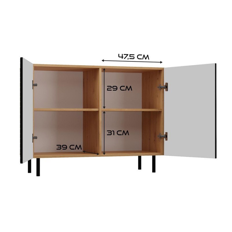 Komoda z ryflowanymi frontami Nicolla A czarna