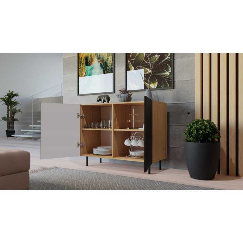 Komoda z ryflowanymi frontami Nicolla A czarna