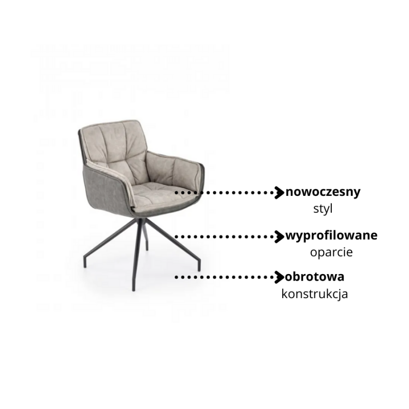 Krzesło Granada popielaty / czarny