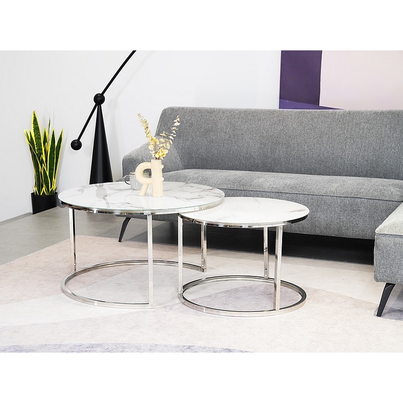 ŁAWA ATLANTA B BIAŁY EFEKT MARMURU / CHROM ZESTAW