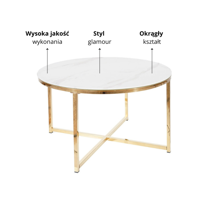 ŁAWA SALMA BIAŁY EFEKT MARMURU/ZŁOTY FI 80