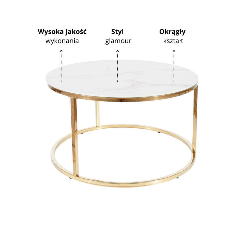 ŁAWA SABINE BIAŁY EFEKT MARMURU/ZŁOTY FI 80