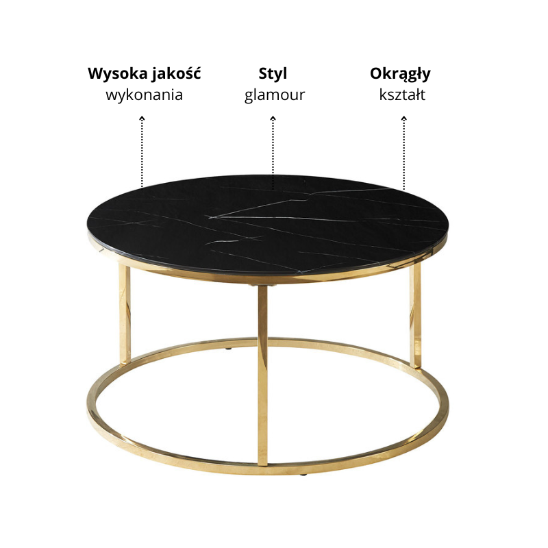 ŁAWA SABINE CZARNY EFEKT MARMURU/ZŁOTY FI 80