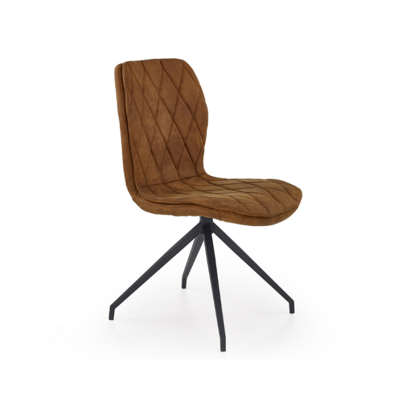 Krzesło Tapicerowane do Jadalni K237 Brązowe Ekoskóra Pikowane