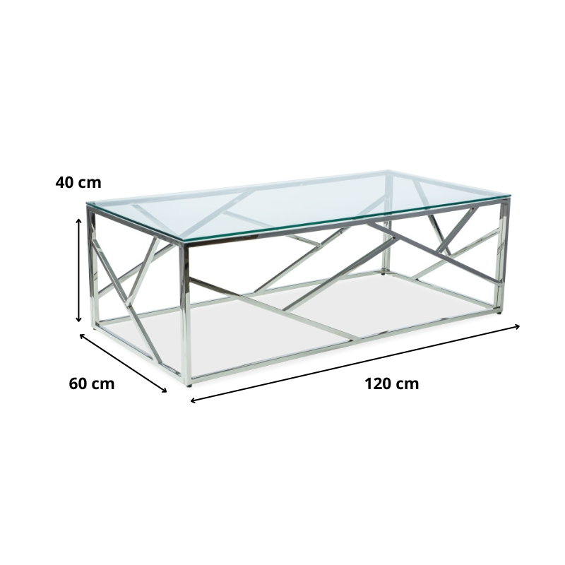 ŁAWA ESCADA A TRANSPARENTNY/SREBRNY 120X60