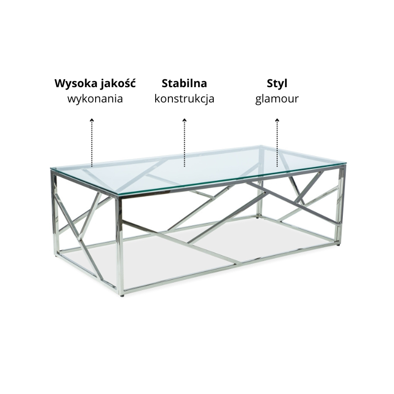 ŁAWA ESCADA A TRANSPARENTNY/SREBRNY 120X60