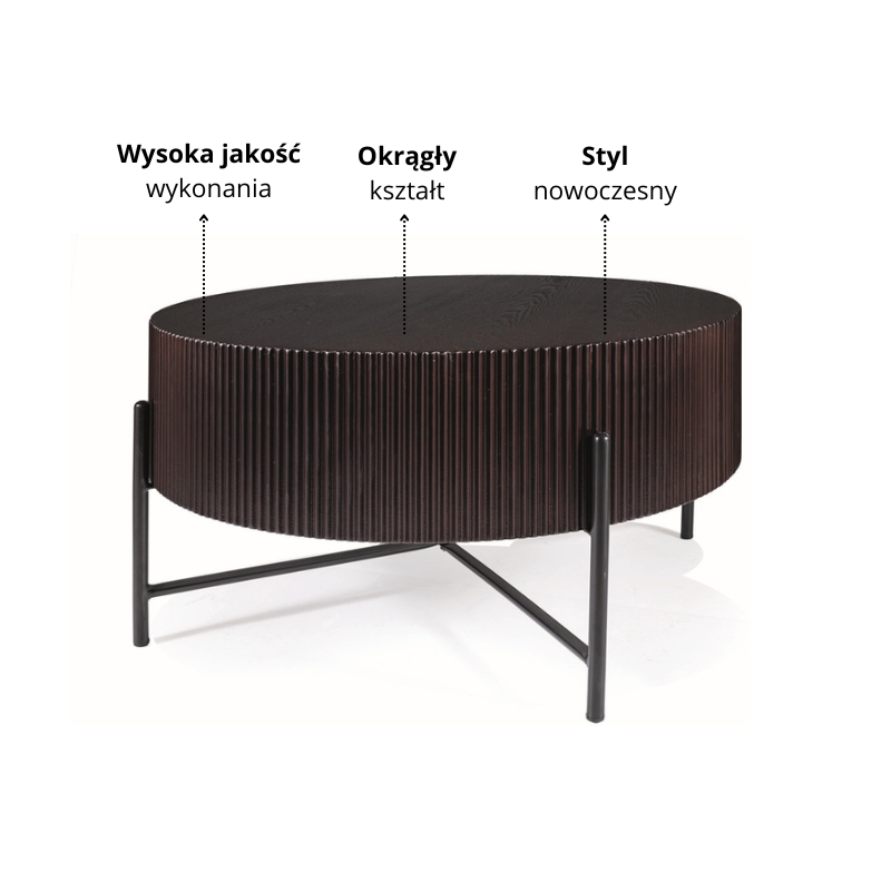 ŁAWA TUCA CIEMNY ORZECH/CZARNY FI 80X40