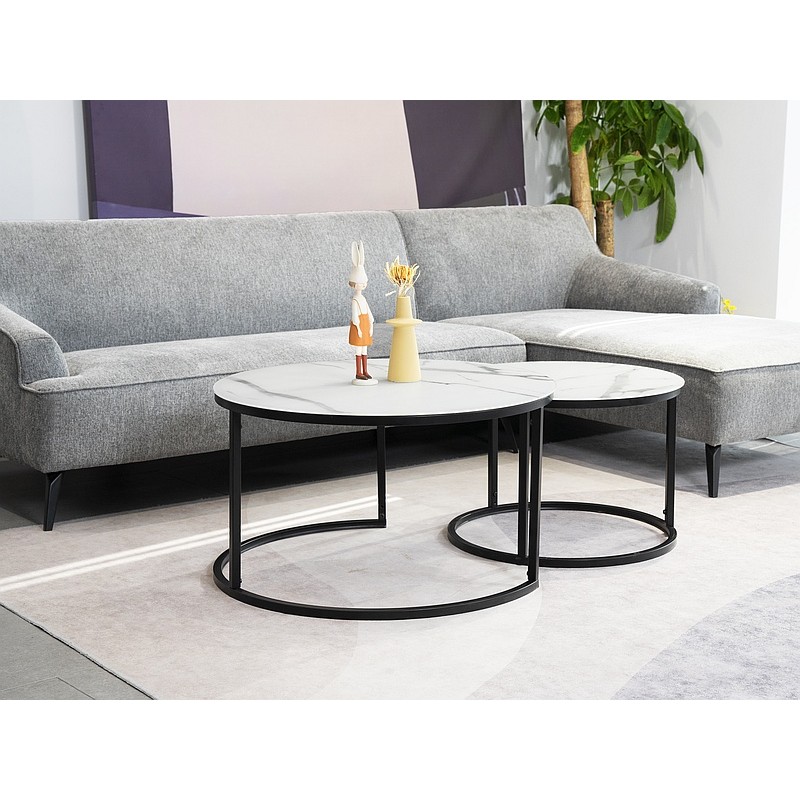 ŁAWA ATLANTA C BIAŁY MAT EFEKT MARMURU / CZARNY MAT ZESTAW